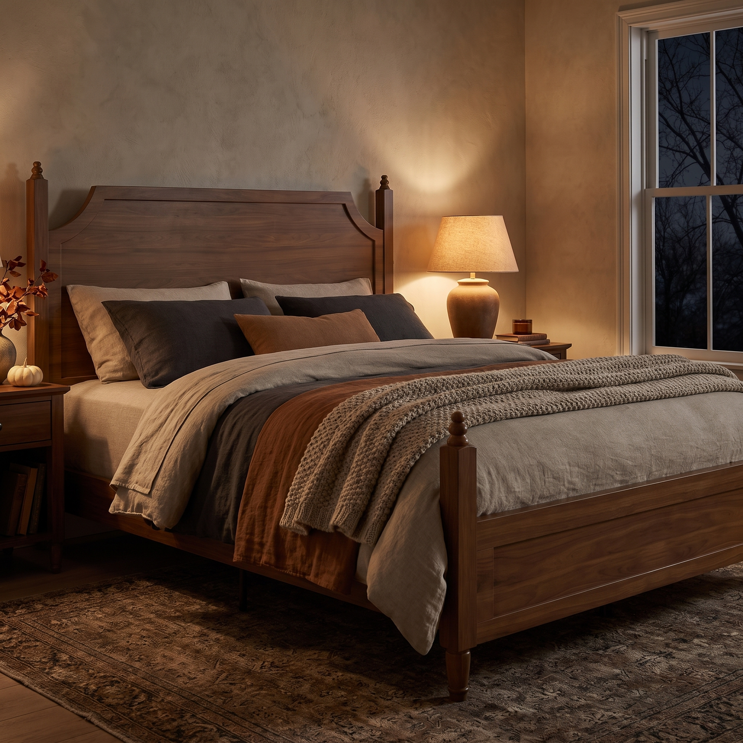 Alden wood bed frame - lifestyle evening