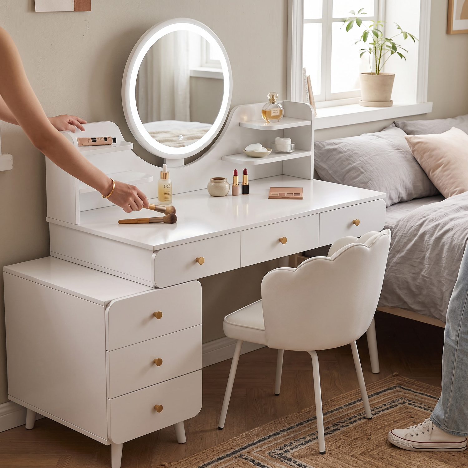 Elara dressing table set - lifestyle in use