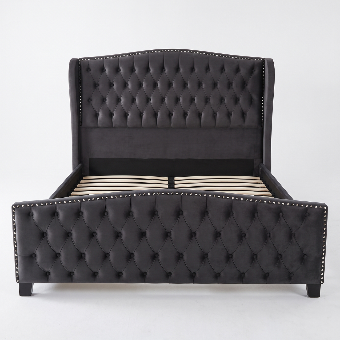 Rowan velvet bed - front view