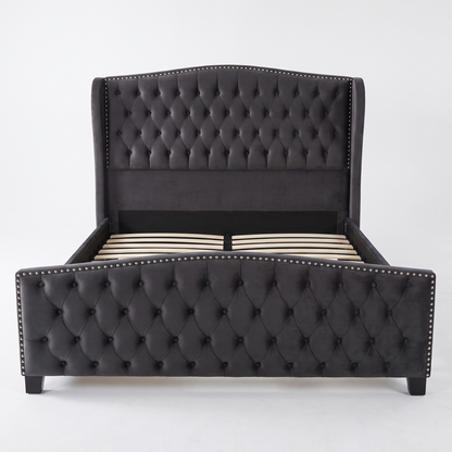 Rowan velvet bed - front view