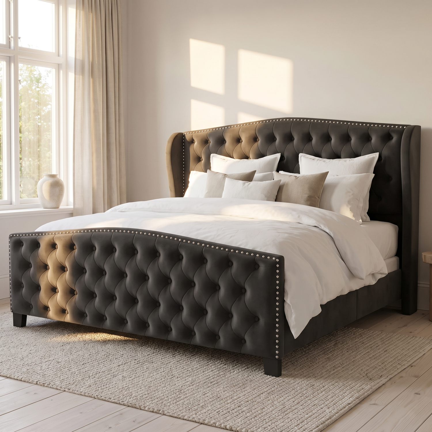 Rowan velvet bed - lifestyle bedroom