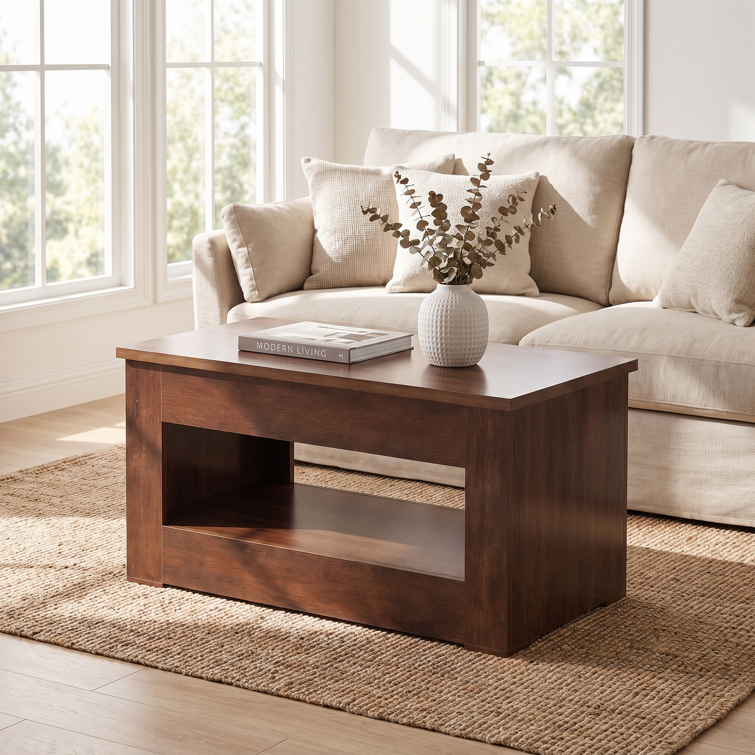 Solvi lift-top coffee table - lifestyle living room