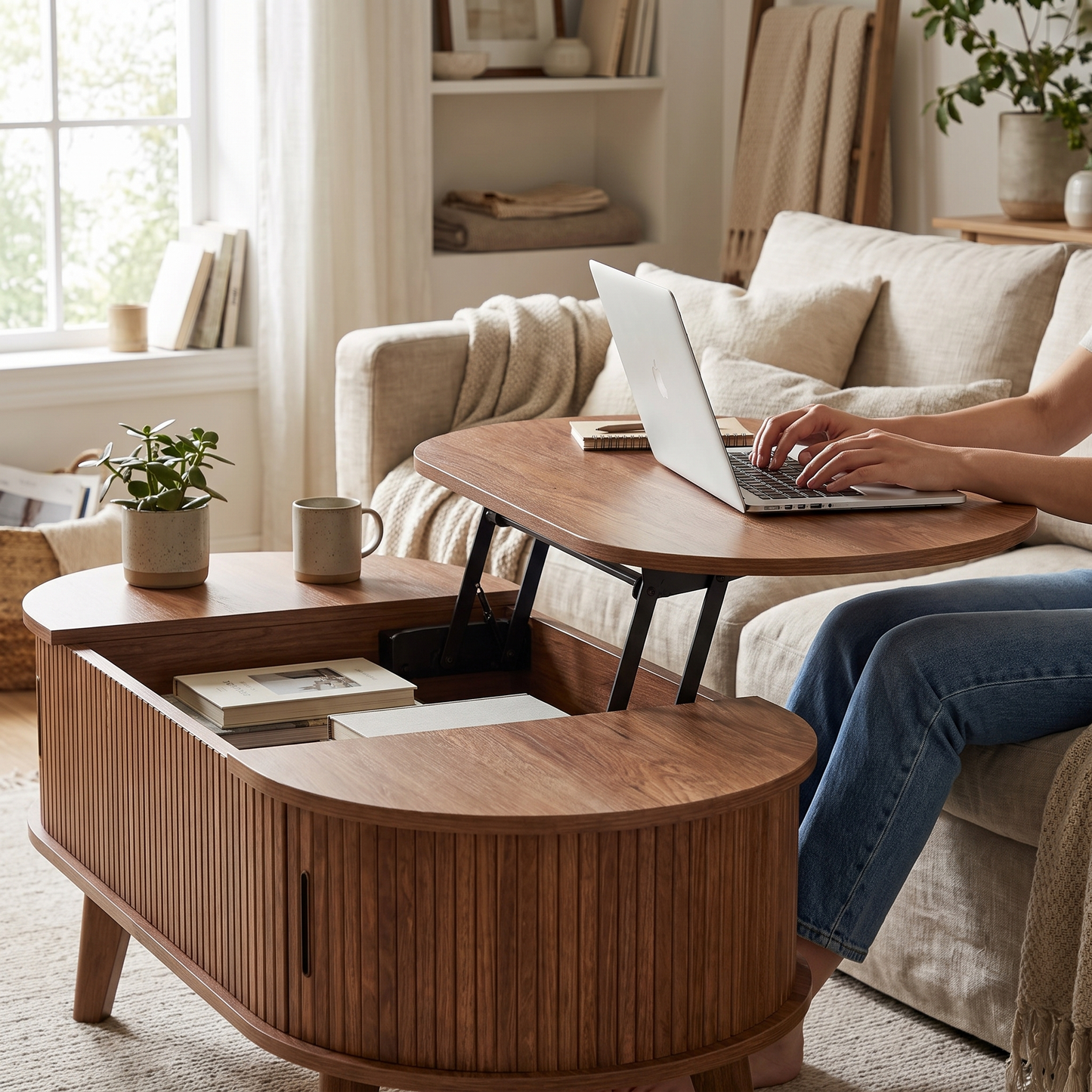 Elva oval coffee table - lifestyle in use