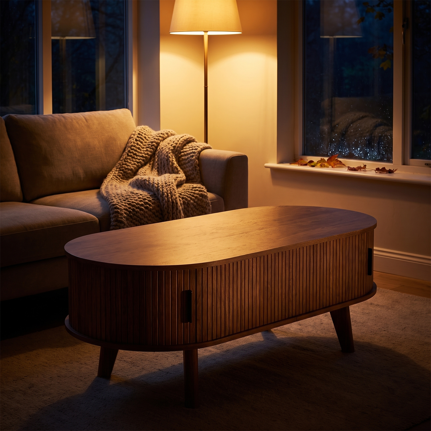 Elva oval coffee table - lifestyle evening