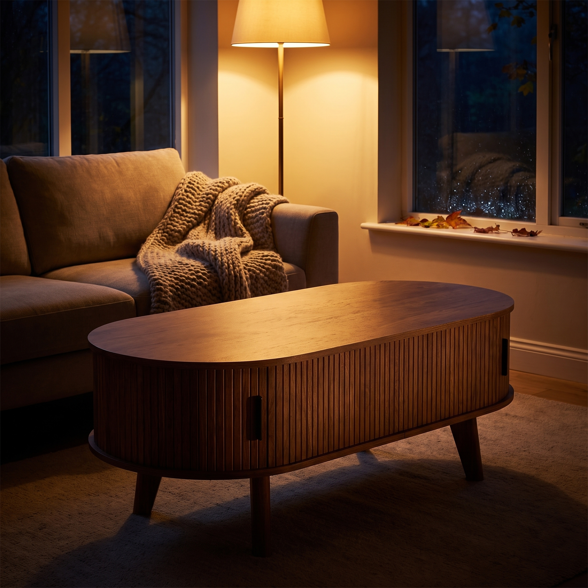 Elva oval coffee table - lifestyle evening