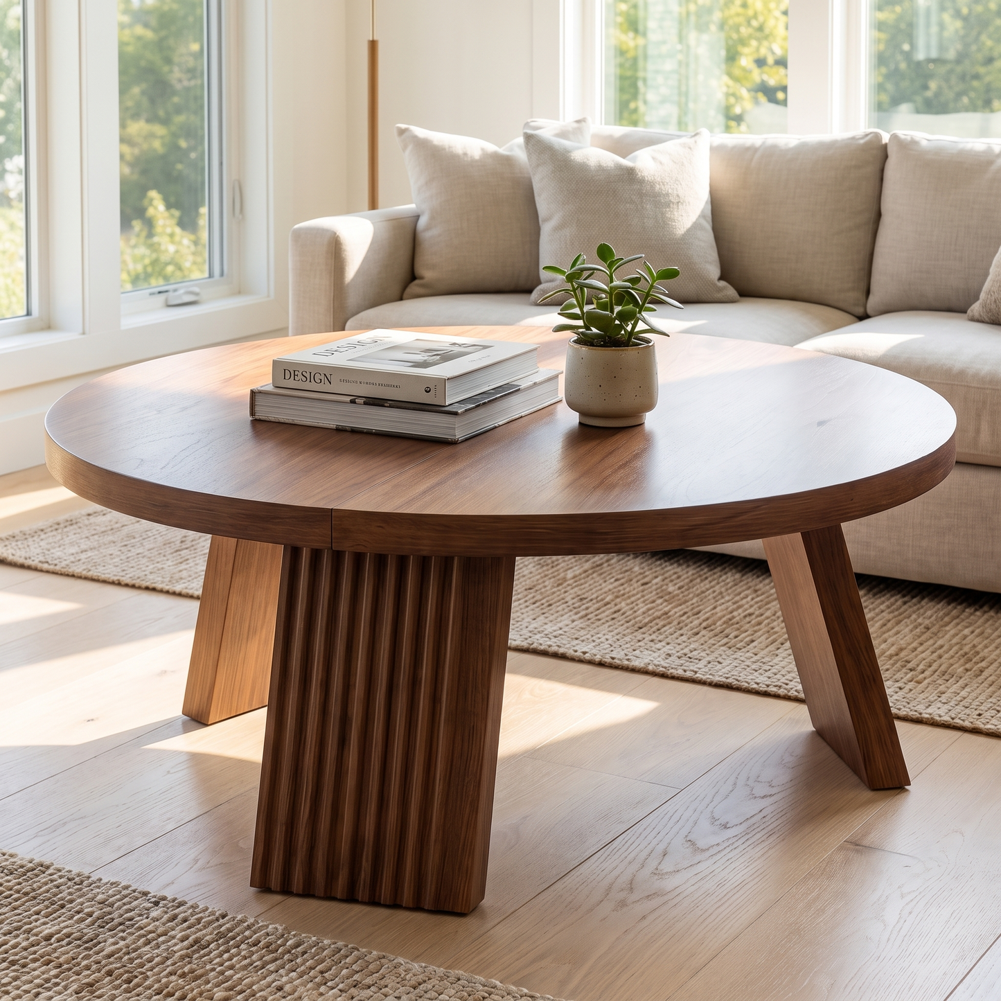 Odda round coffee table - lifestyle living room
