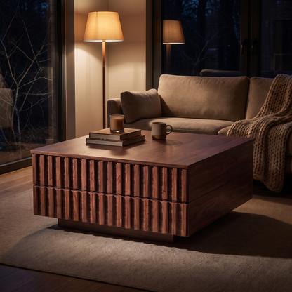 Brekk square coffee table - lifestyle evening