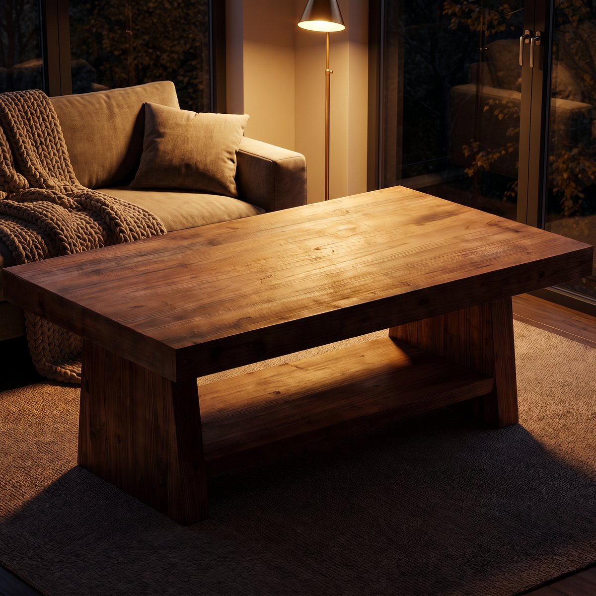 Corva two-tier coffee table - lifestyle evening