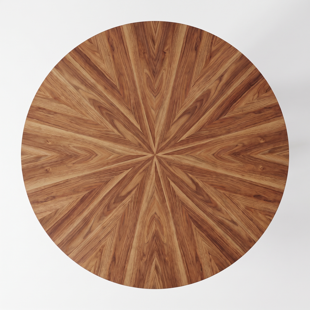 Dala Round Farmhouse Dining Table Walnut Four Seat Kitchen Table