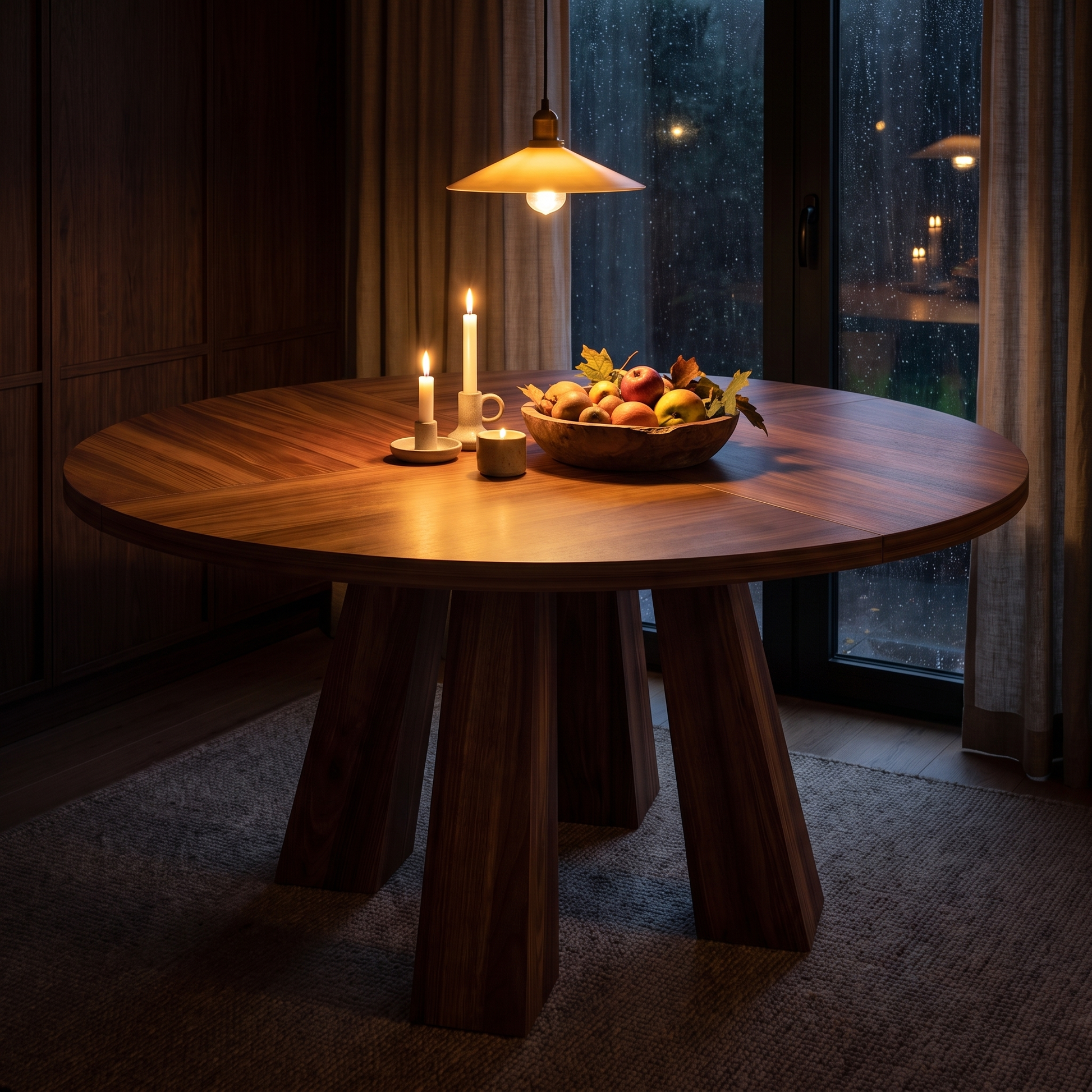 Wren round dining table - lifestyle evening