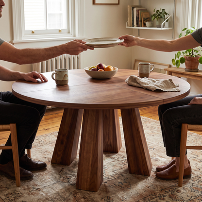 Wren round dining table - lifestyle in use
