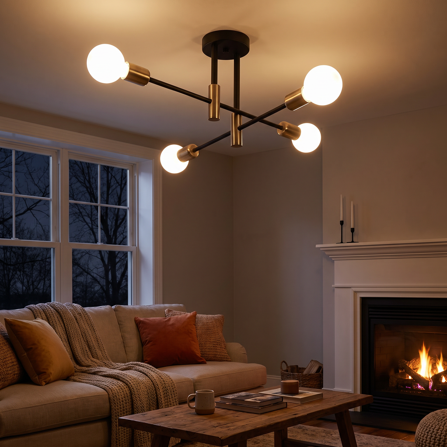 Ferro sputnik ceiling light - lifestyle evening