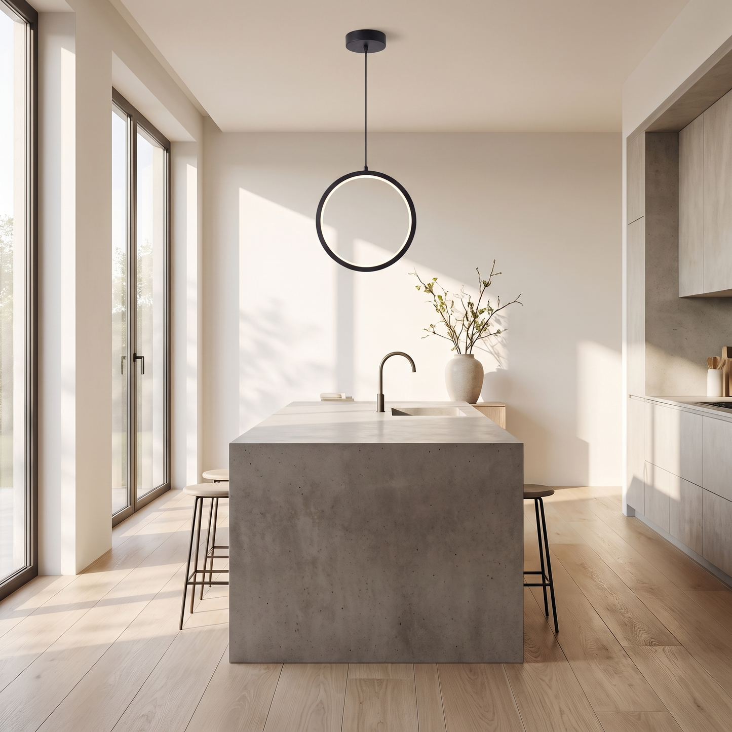 Nimbus LED ring pendant - lifestyle kitchen