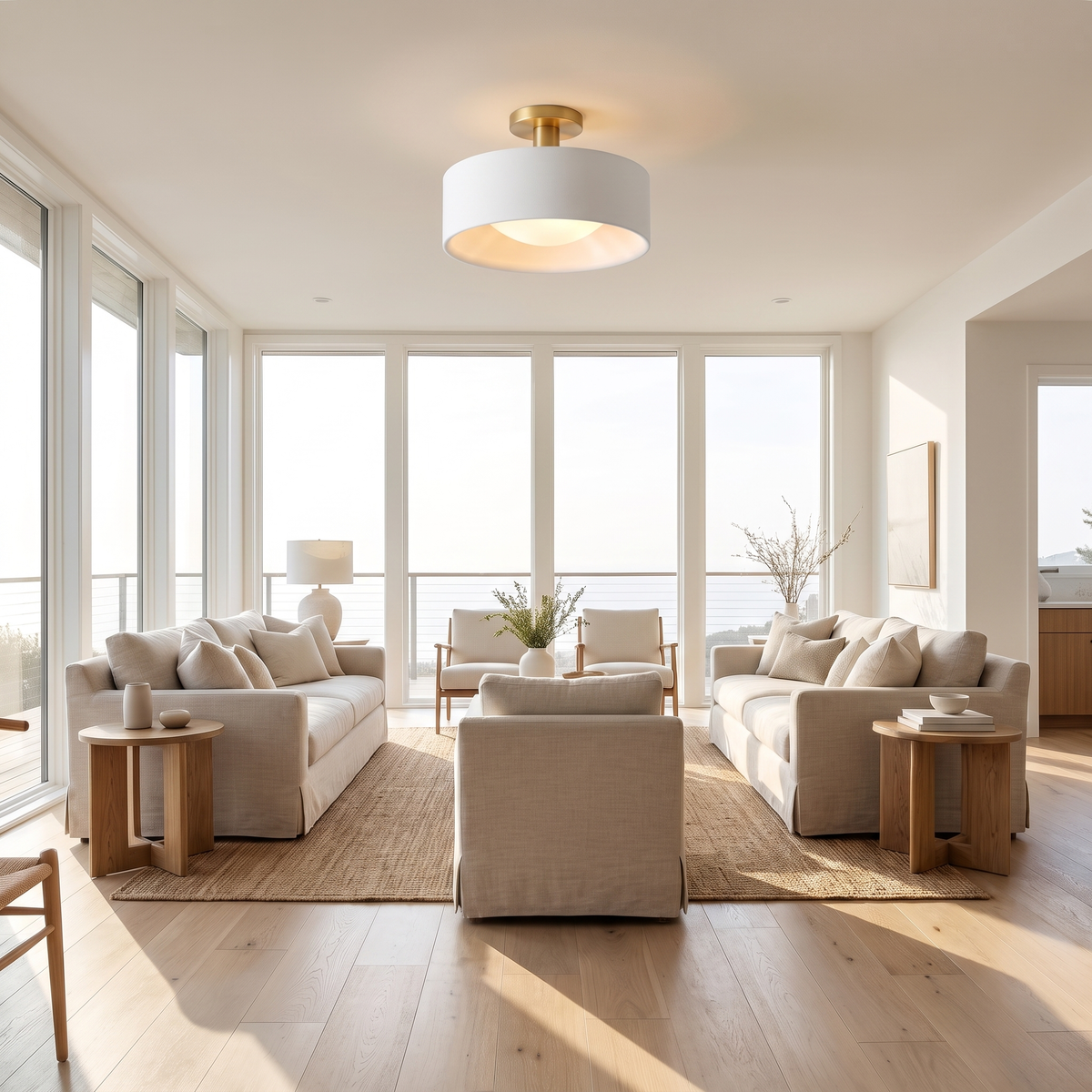 Aurevia low-profile ceiling fixture - lifestyle living room