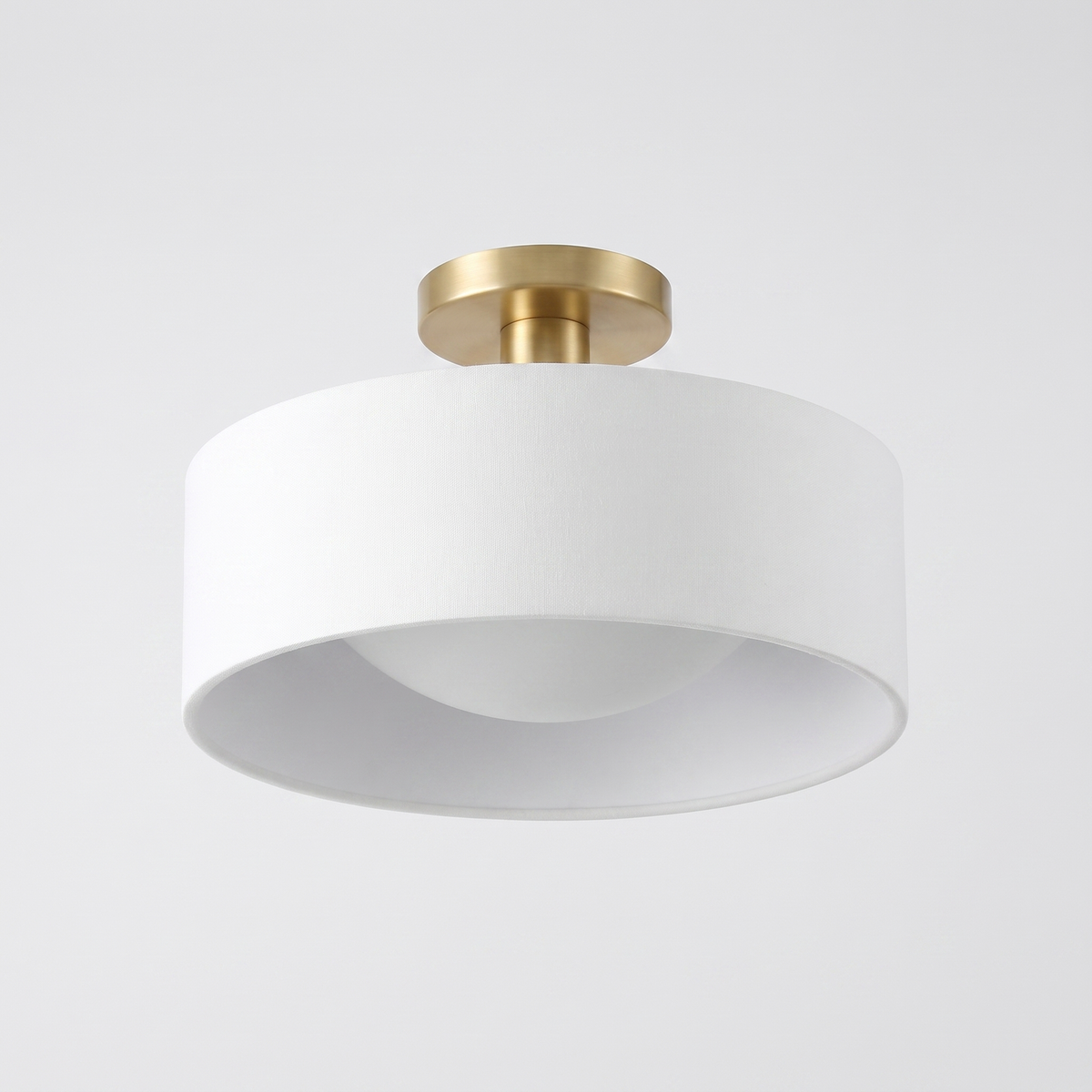 Aurevia low-profile ceiling fixture - three quarter view from below