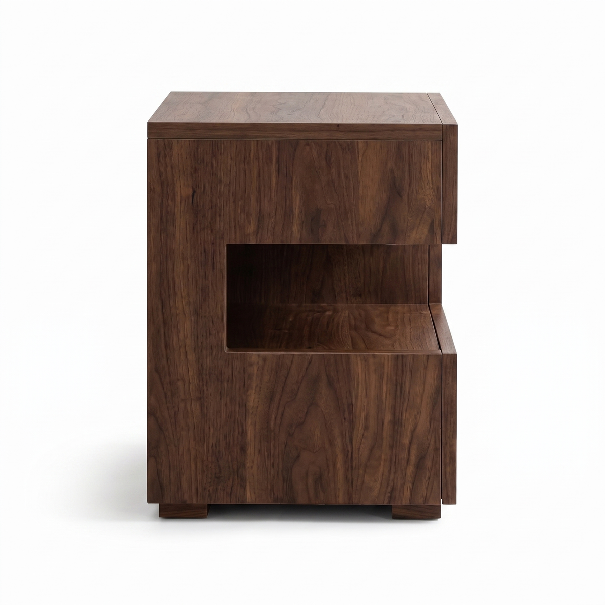 Alvorum Kumo walnut floating nightstand side profile view