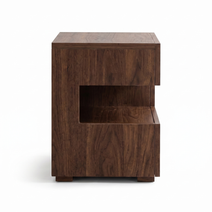 Alvorum Kumo walnut floating nightstand side profile view