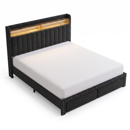 Alvorum Nova velvet queen bed frame overhead view