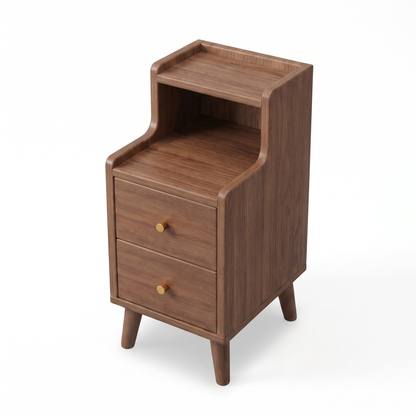 Alvorum Sana walnut multi tier nightstand overhead view