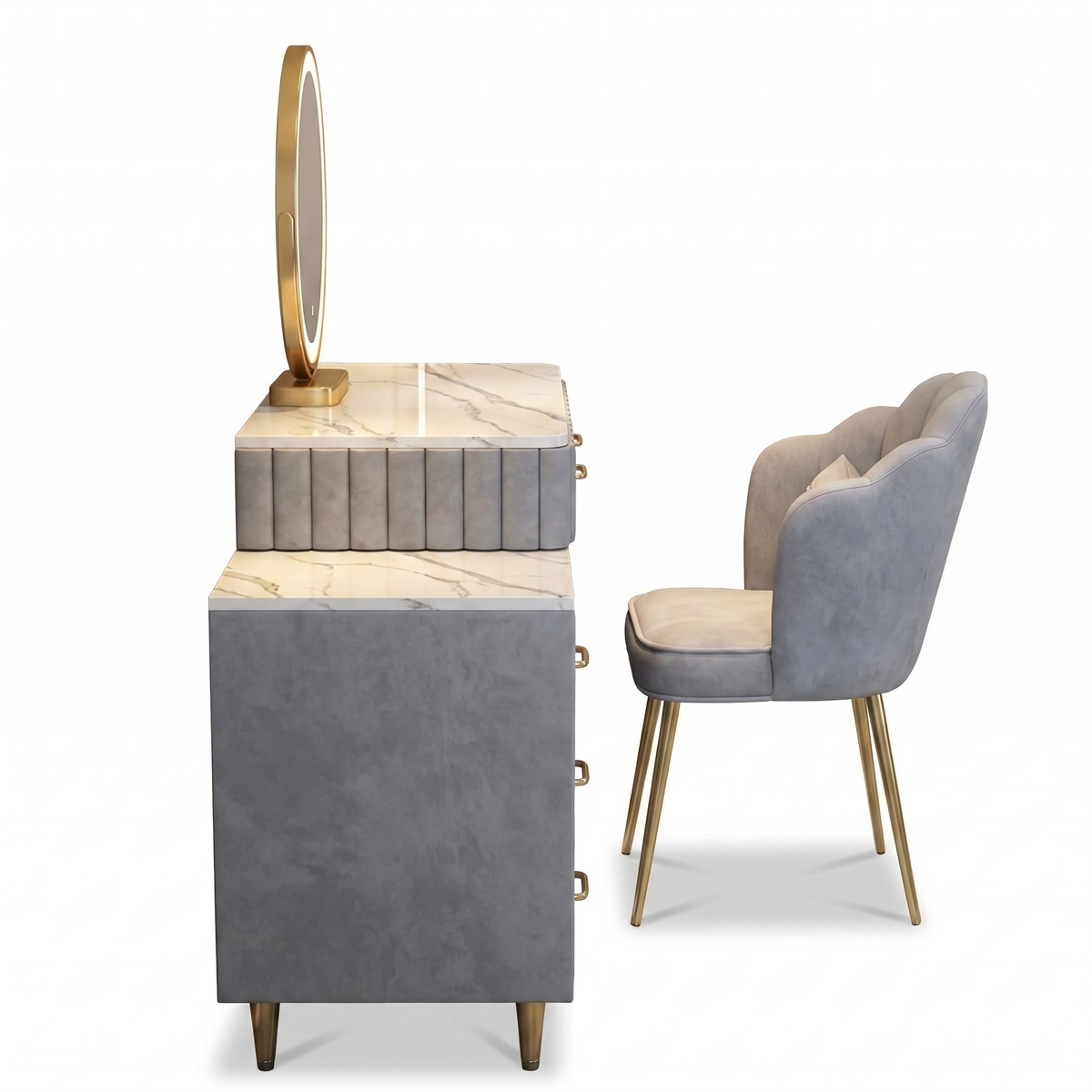 Alvorum Lumi illuminated vanity table side profile view