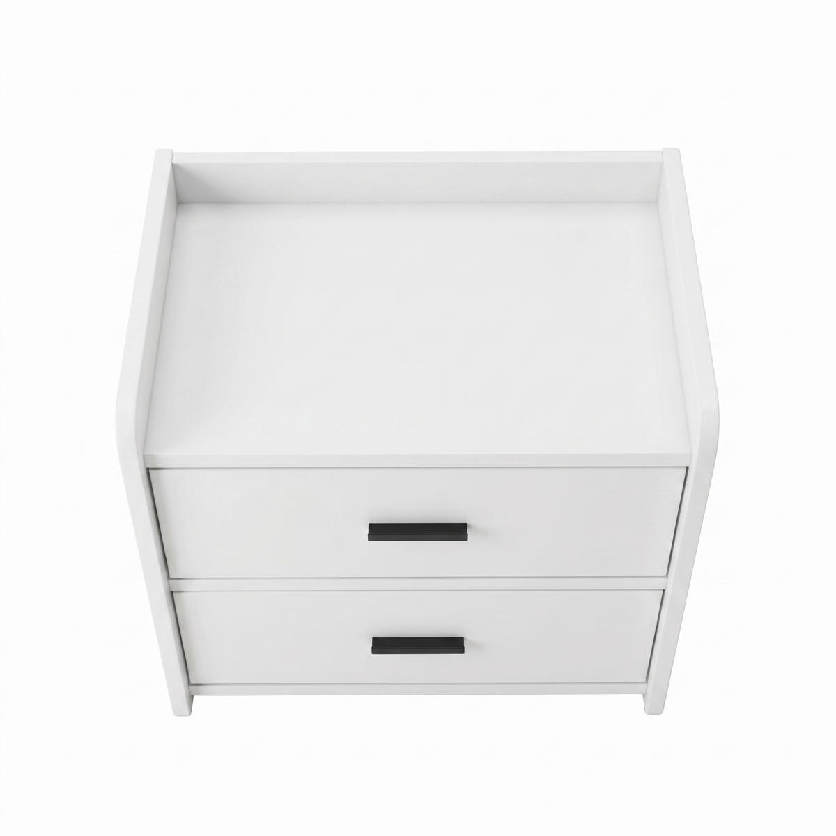 Alvorum Rya white rounded nightstand overhead view