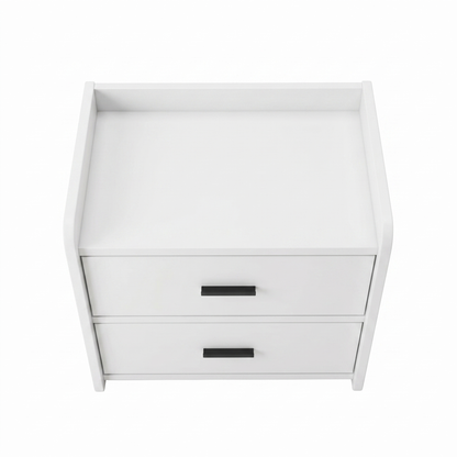 Alvorum Rya white rounded nightstand overhead view