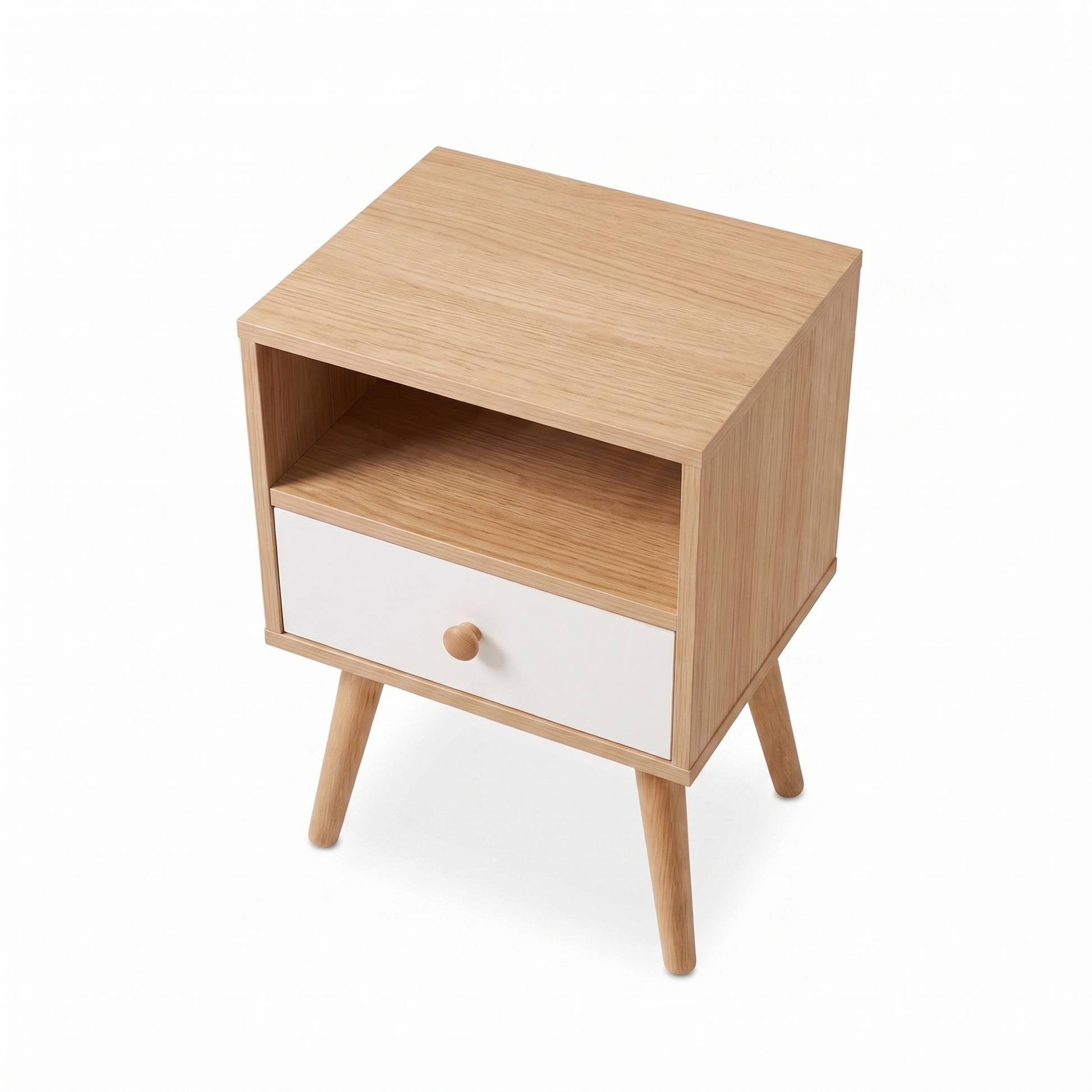 Alvorum Norda oak nightstand overhead view