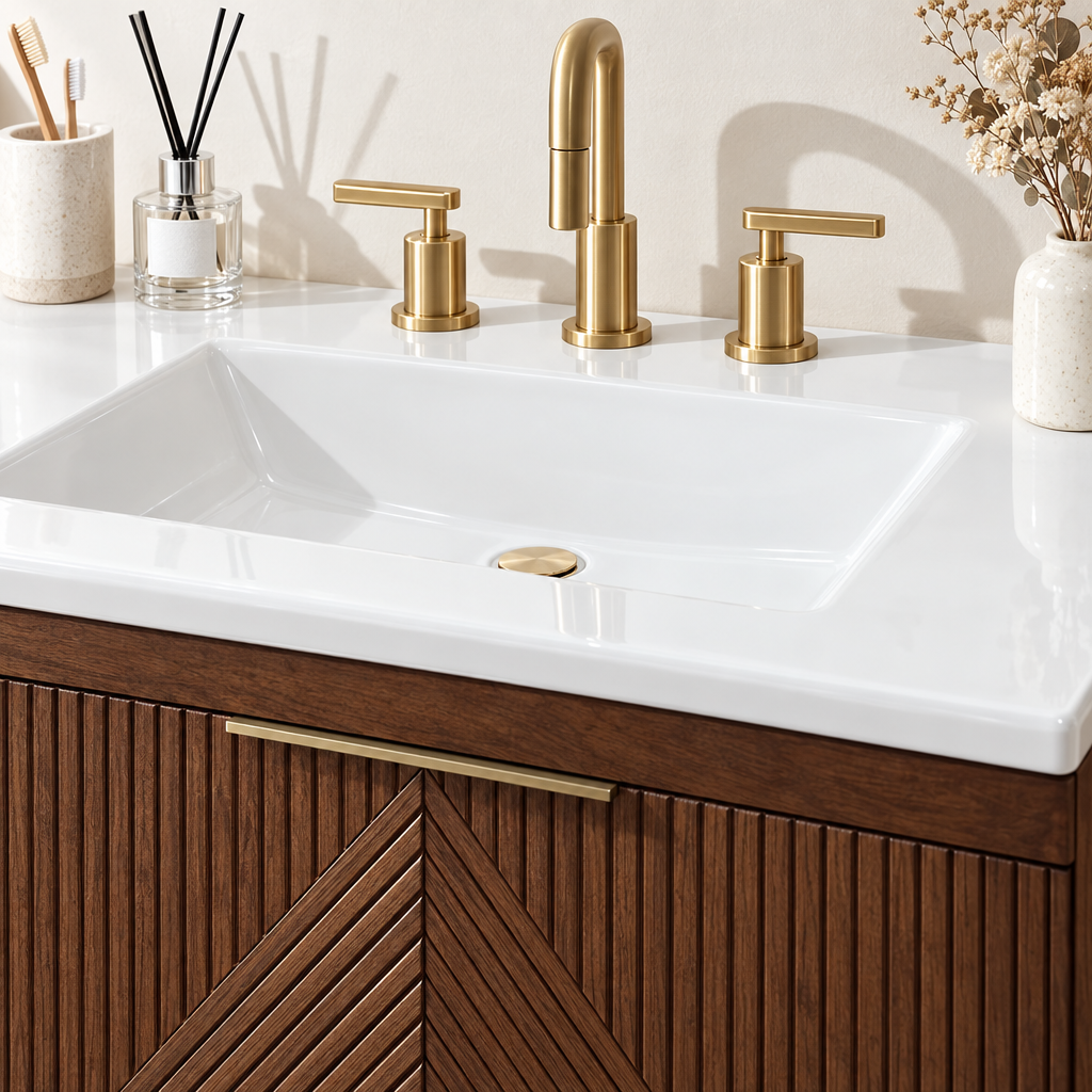 Fjora bathroom vanity - sink detail
