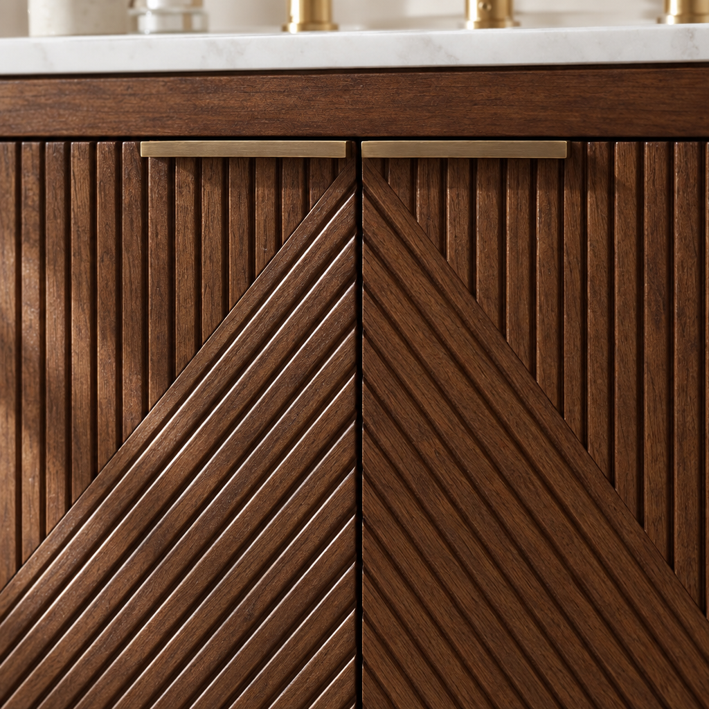 Fjora bathroom vanity - fluted door detail
