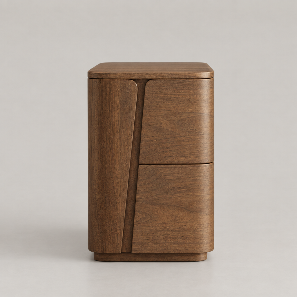 Asker curved nightstand - side profile