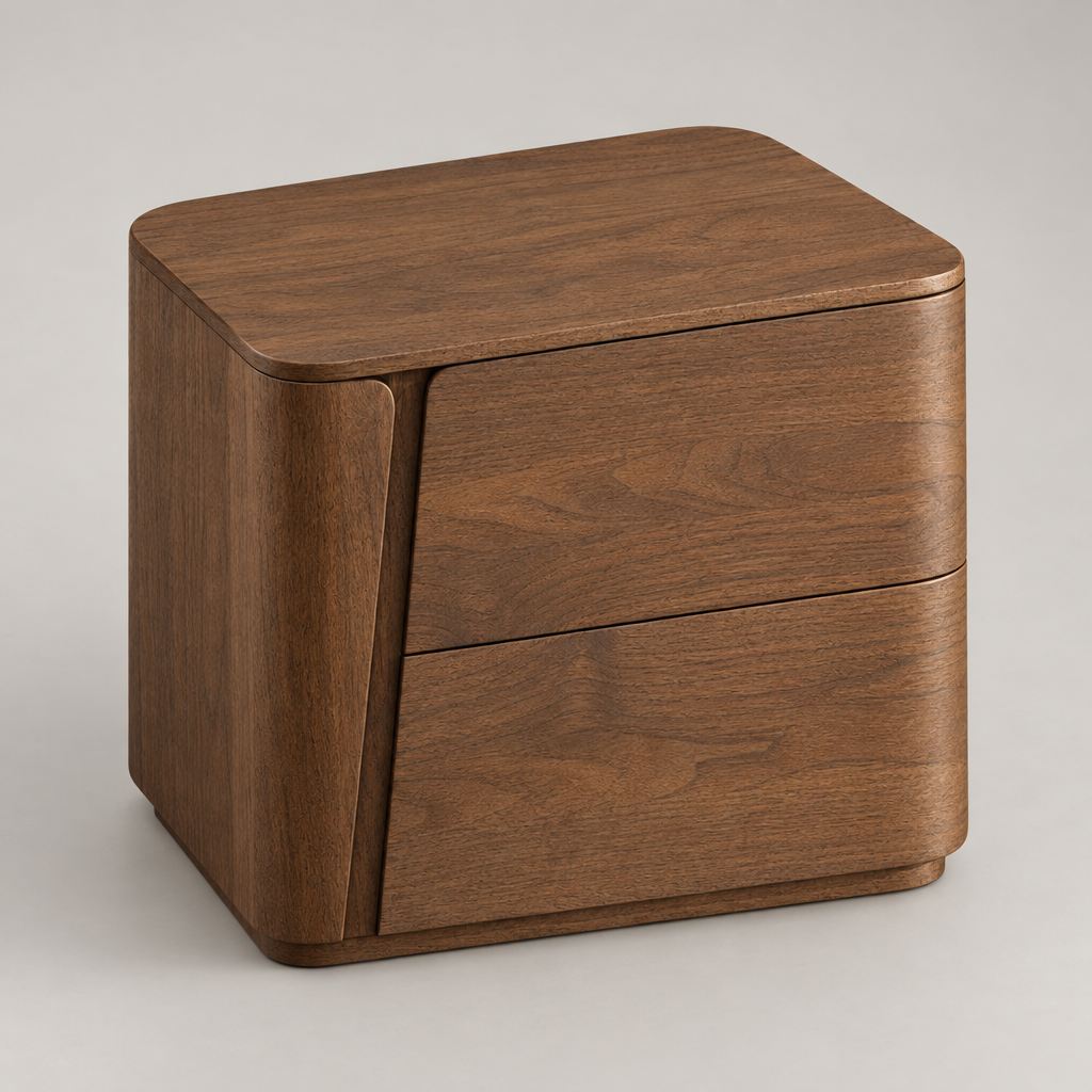 Asker curved nightstand - overhead view