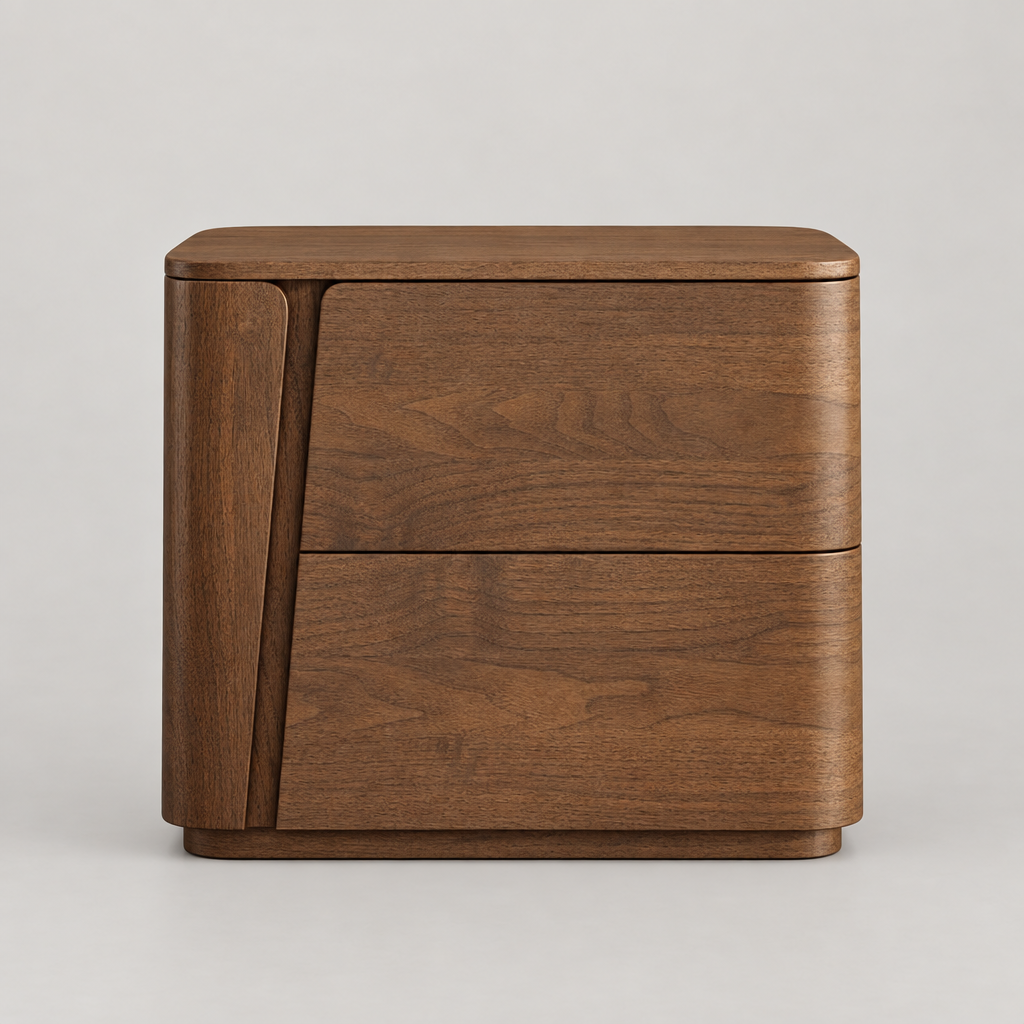 Asker curved nightstand - front view