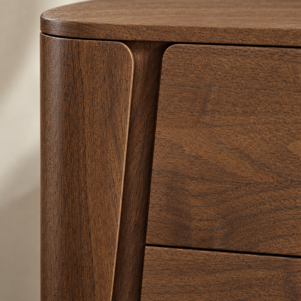 Asker curved nightstand - groove detail