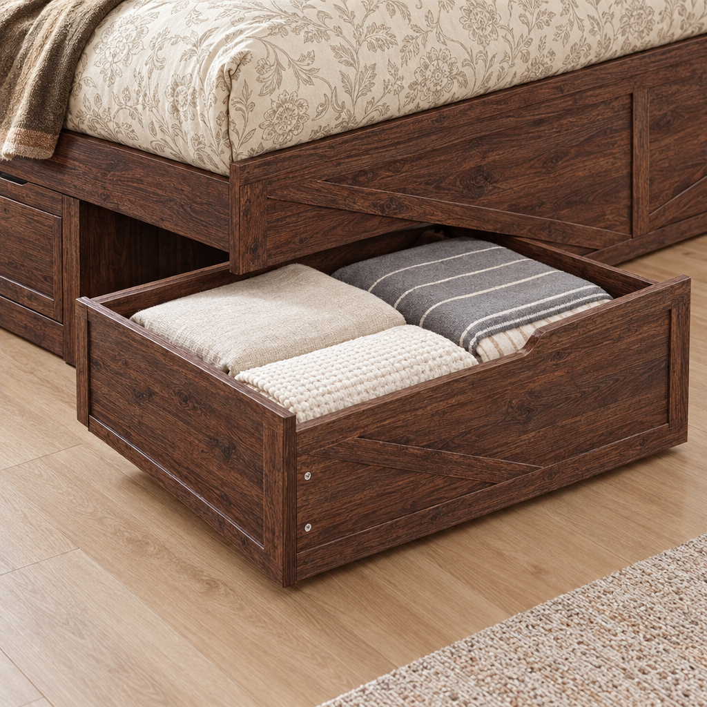 Bram king storage bed - drawer detail