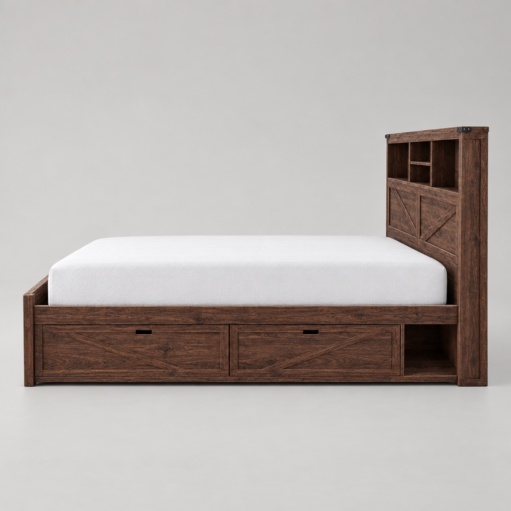 Bram king storage bed - side profile