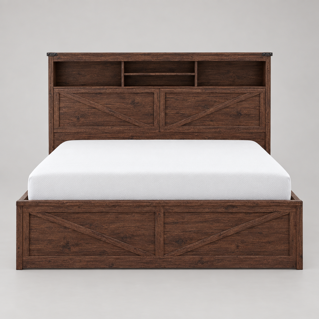 Bram king storage bed - front view