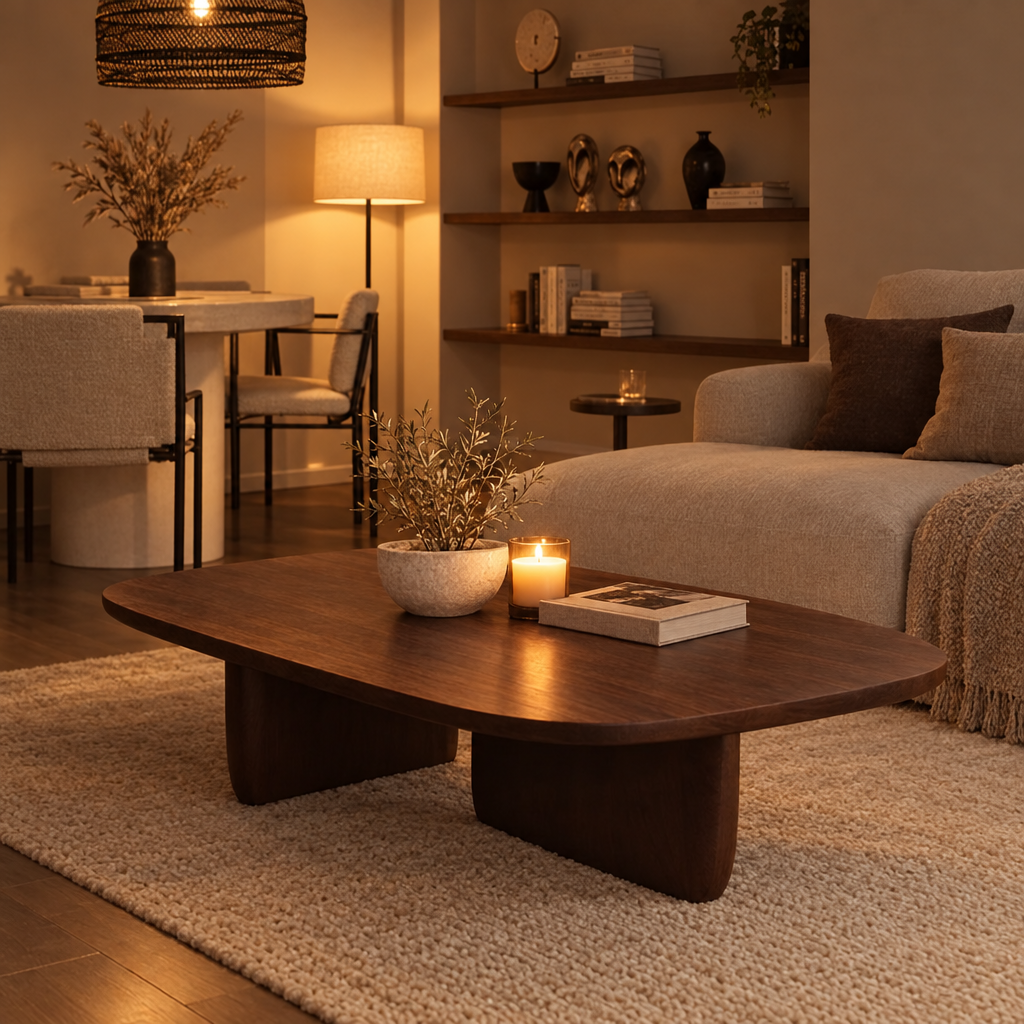 Isla low coffee table - lifestyle evening
