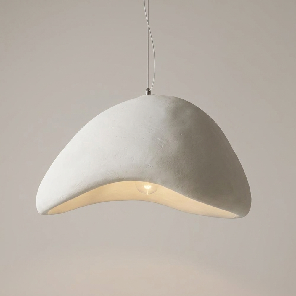 Zenith White Sculpted Pendant Chandelier Wabi-Sabi Handmade Dining Living Room Light