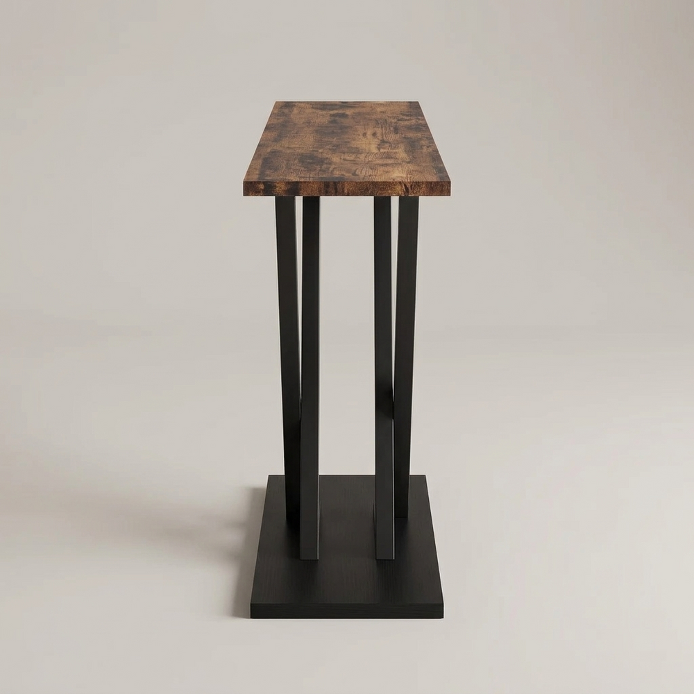 Vane Rustic Brown Console Table Black V-Frame Entryway Hallway Sofa Table