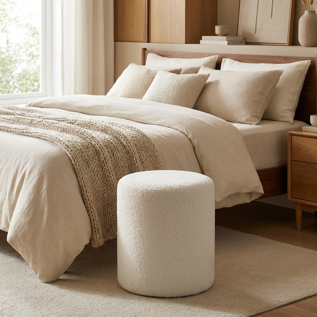 Puff vanity stool - lifestyle in use
