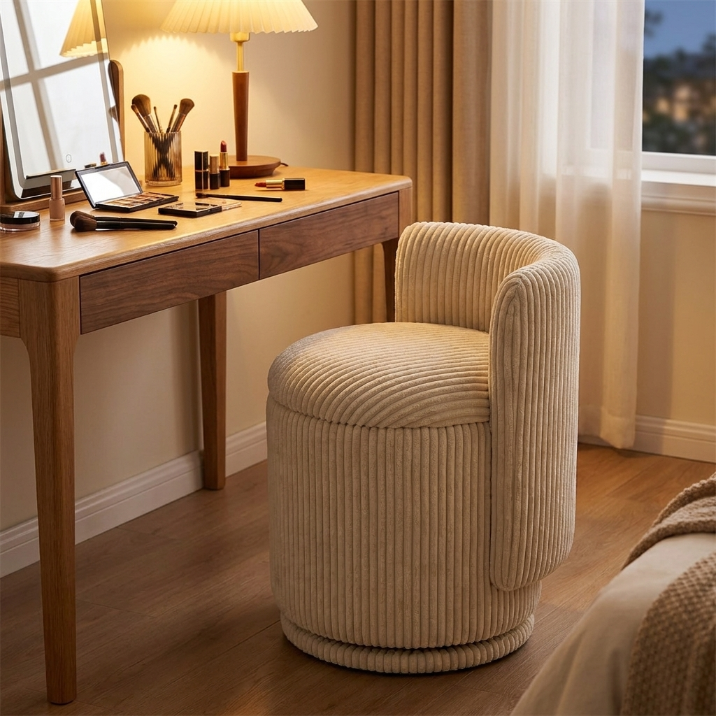 Coral vanity chair - lifestyle evening
