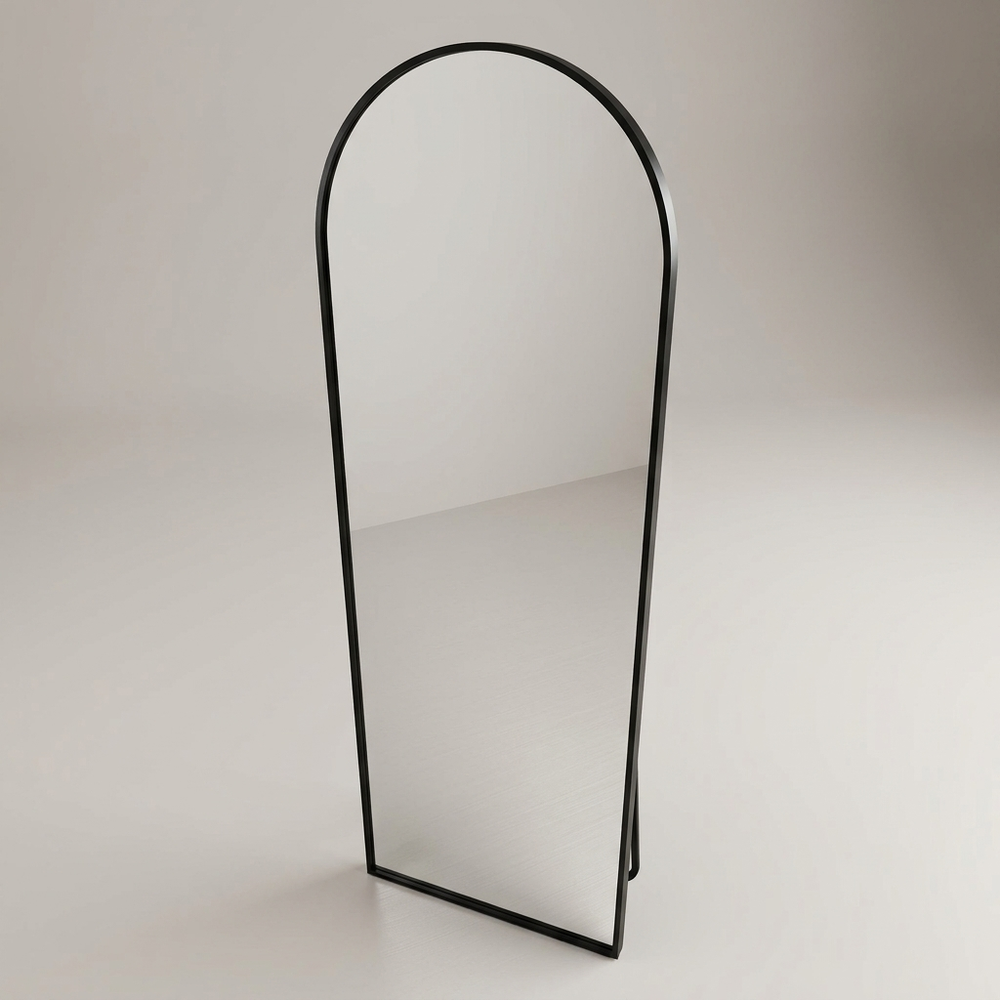 Arca Black Arched Full Length Floor Mirror 71 x 26 Inch Aluminum Frame Standing Body Mirror