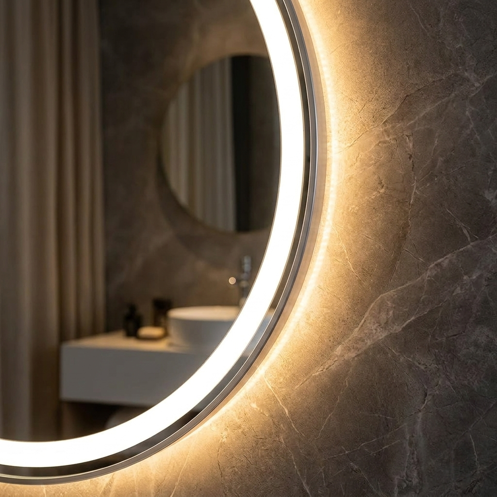 Luna LED mirror - detail close-up