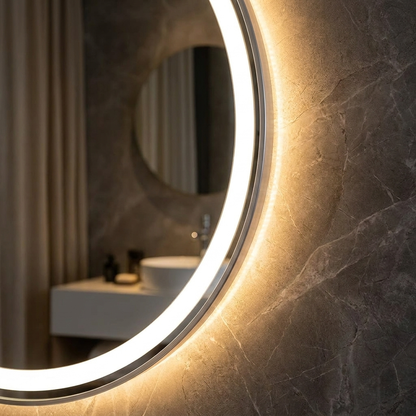 Luna LED mirror - detail close-up