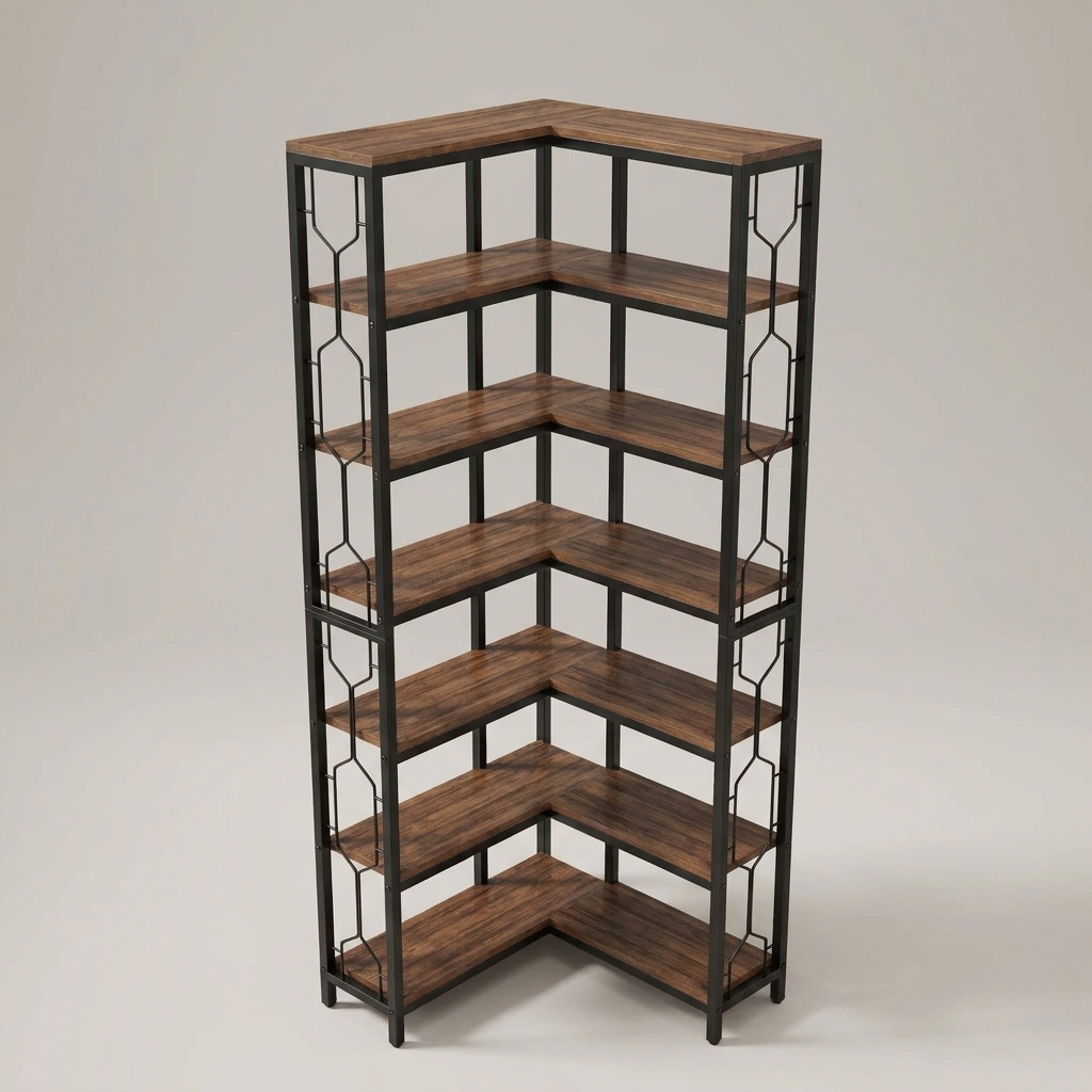 Ashby corner bookshelf - front view