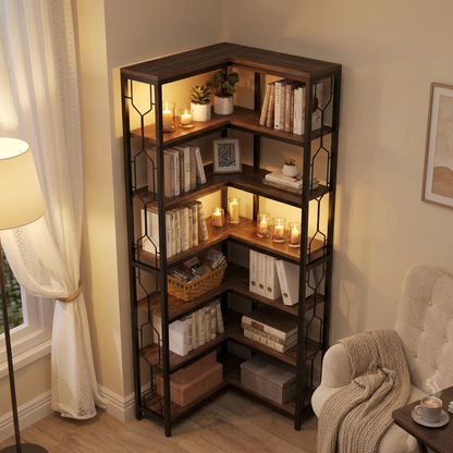 Ashby corner bookshelf - lifestyle evening