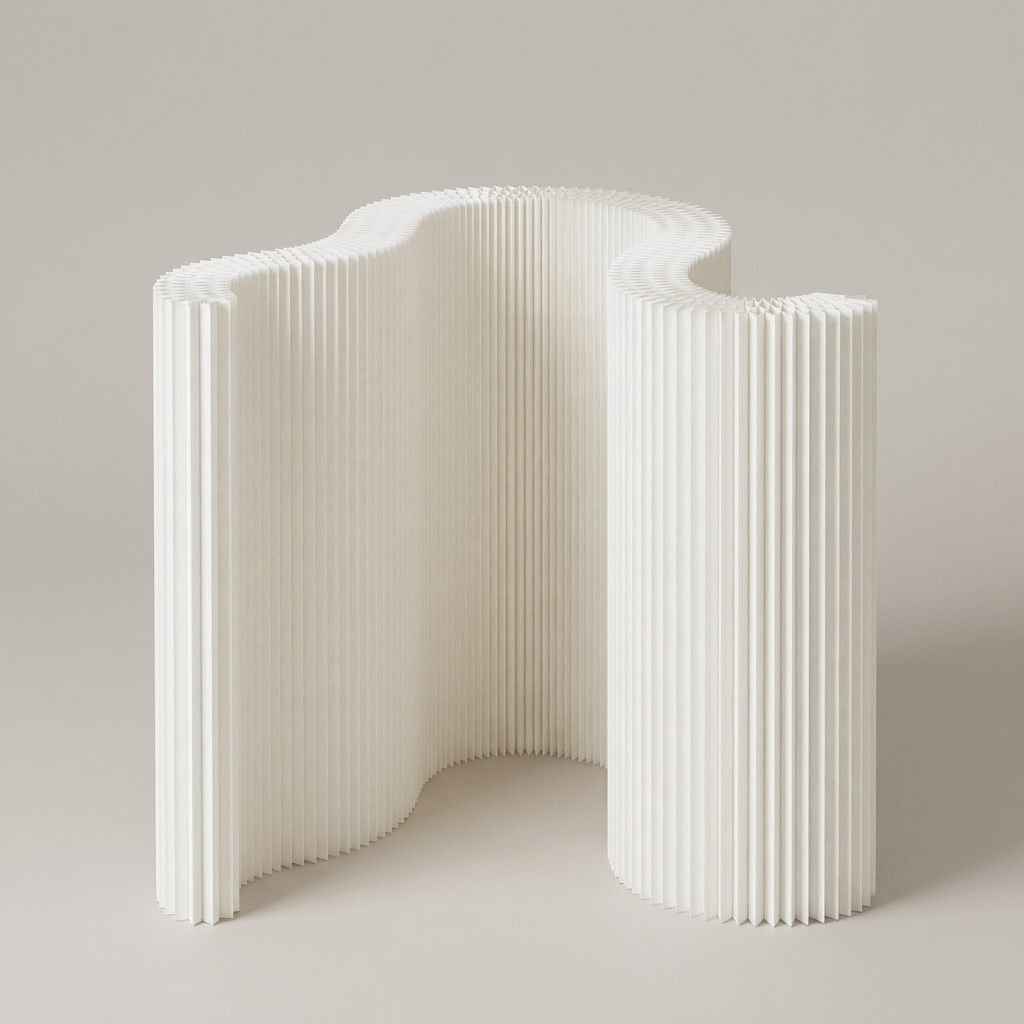 Pleat room divider - side profile