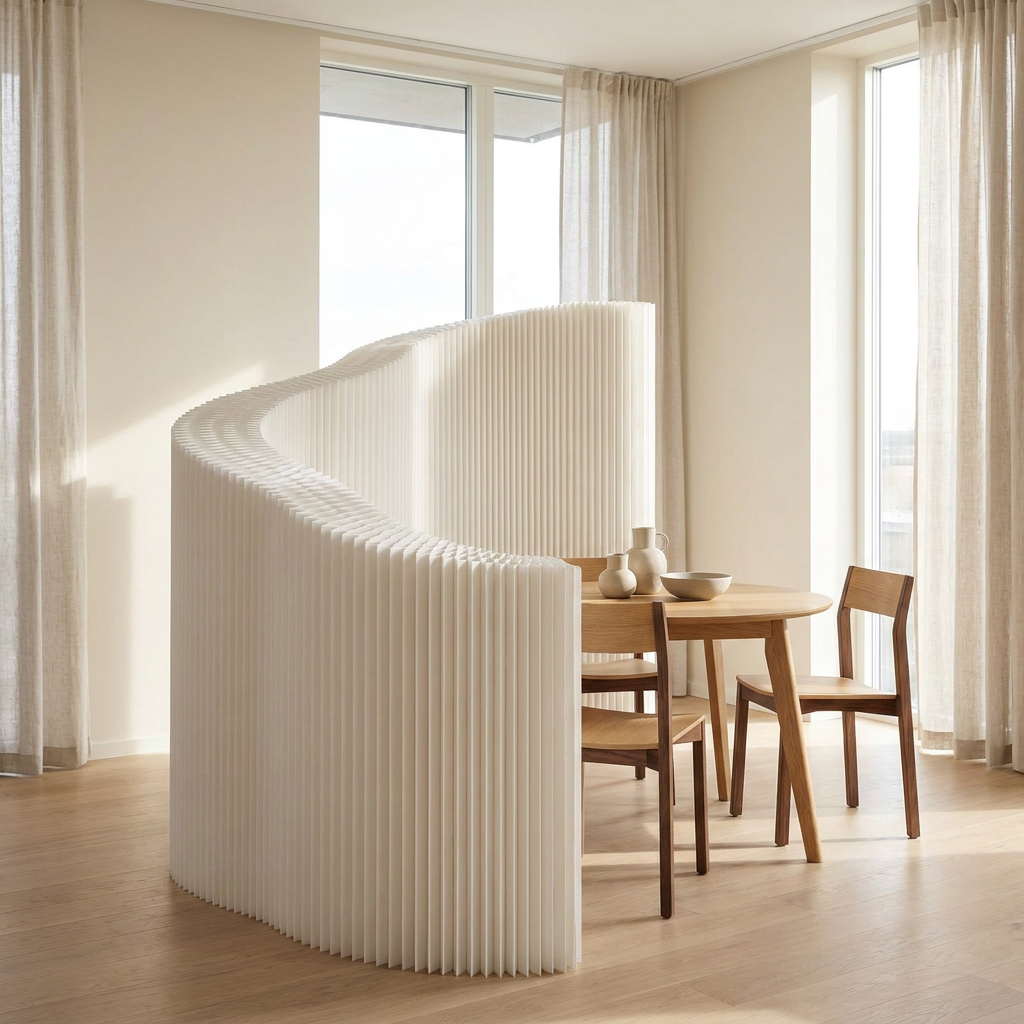 Pleat White Folding Paper Room Divider Flexible Accordion Screen Freestanding Wall Partition