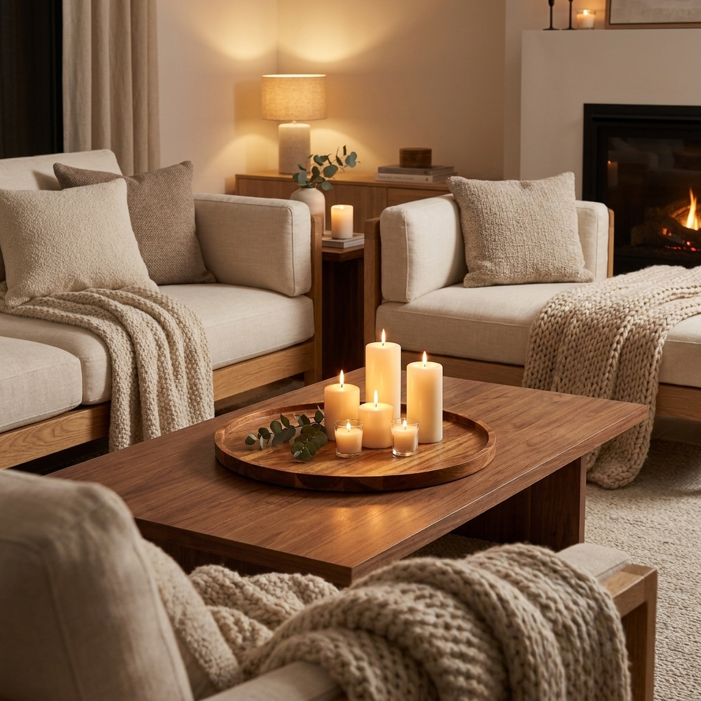 Orla wood tray - lifestyle evening
